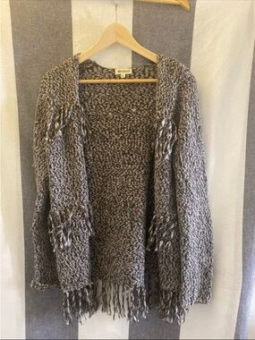 Rip Curl Women's Marled Gray Fringe Knit Cardigan